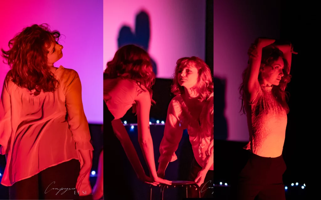 Triptyque de photos représentant le couple Passion de la pièce les Echos de l'Amour